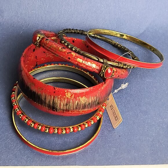 Exquisite Set Of 6 Red Bangle Bracelet Fashion For Woman Casual - Picture 4 of 4